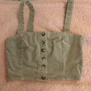 Green denim crop tank